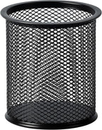 Amazon Basics Mesh Pen Holder and Desktop Desk Organizer, Office Caddy Storage for Writing Utensils, 9.1 x 5.9 x 5.5 inches, Black