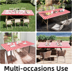 Smiry 8 Foot Picnic Table Cloth, Flannel Backed Fitted Vinyl tablecloths