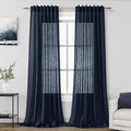Nanspring Navy Blue Linen Curtains by Nanspring
