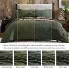 King Comforter Set - 7 Pieces Green Textured Bed in a Bag King Bedding Set