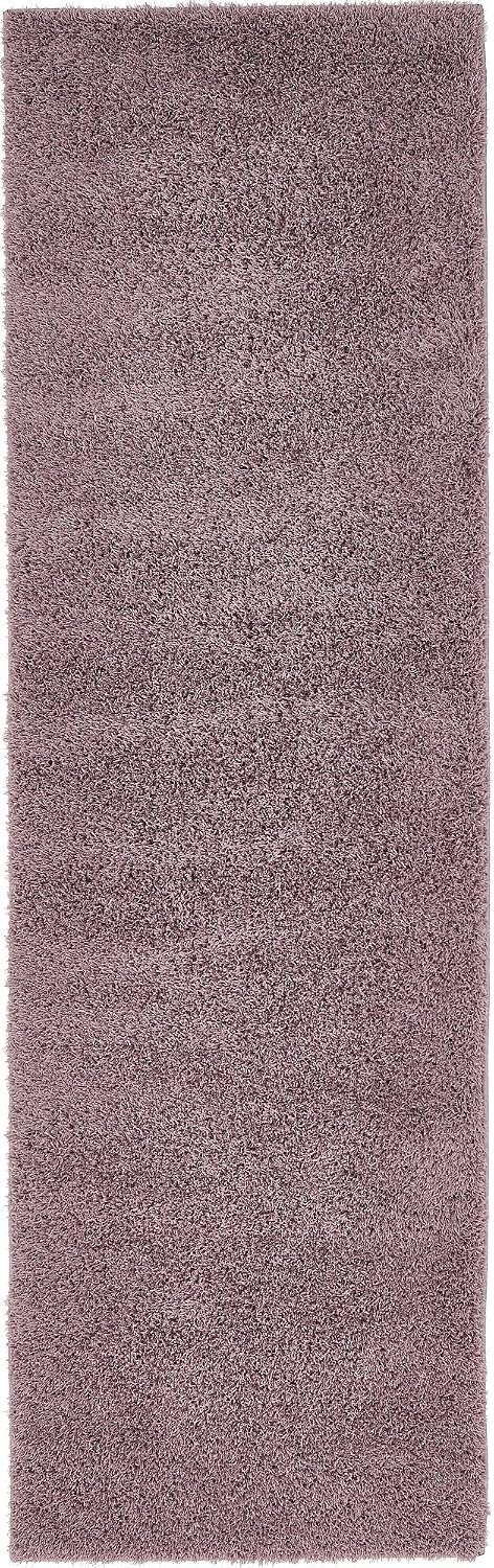 Unique Loom Studio Solid Shag Collection Urban Modern Super Soft & Plush Area Rug (2' 0 x 6' 7 Runner, Mauve)