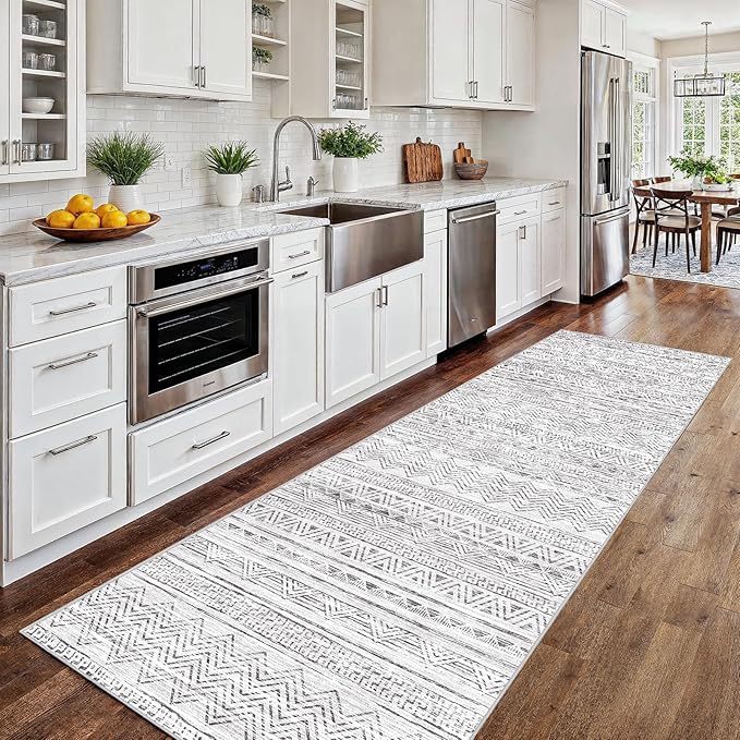 2x8 Washable Kitchen Runner Rug: Modern Moroccan Runners by Ksrau