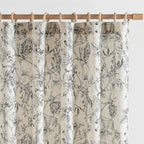 jinchan Floral Curtains 108 Inch Length Black Flower Linen Farmhouse Curtain by JINCHAN