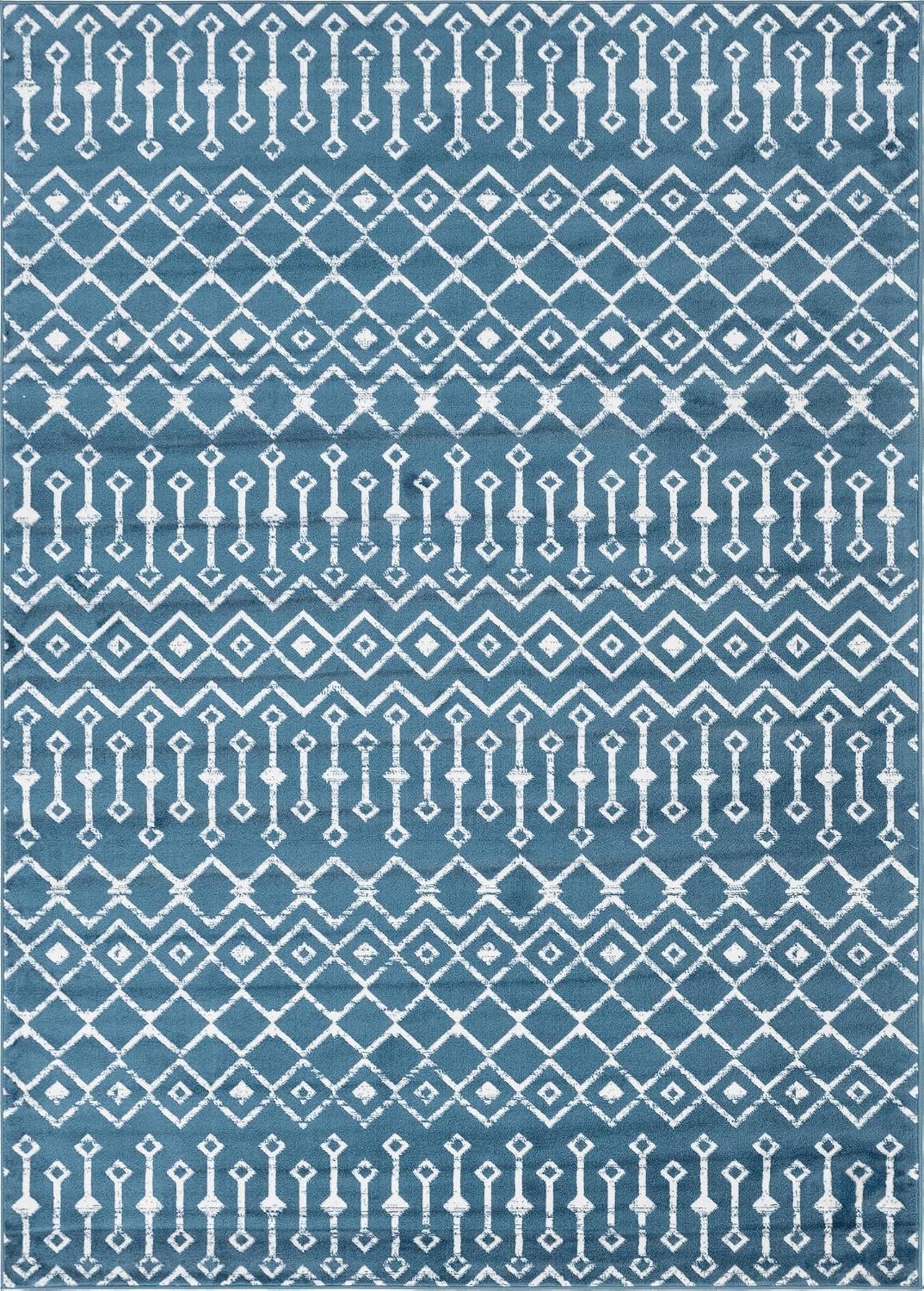 Unique Loom Moroccan Trellis Collection Area Rug - Mamounia (3' 3" x 5' 3" Rectangle Blue/Ivory)