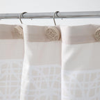 Bathroom Accessories Set, Bath Accessory Complete Set with Lotion Dispenser/Soap Pump, Soap Dish and Toothbrush Holder, Bath Mat, Shower Curtain with 12 Hooks (Embossed Pattern, Tan)