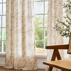 "Lazzzy Farmhouse Polyester blended Curtains Taupe Floral Curtains 96 Inch - Image 7
