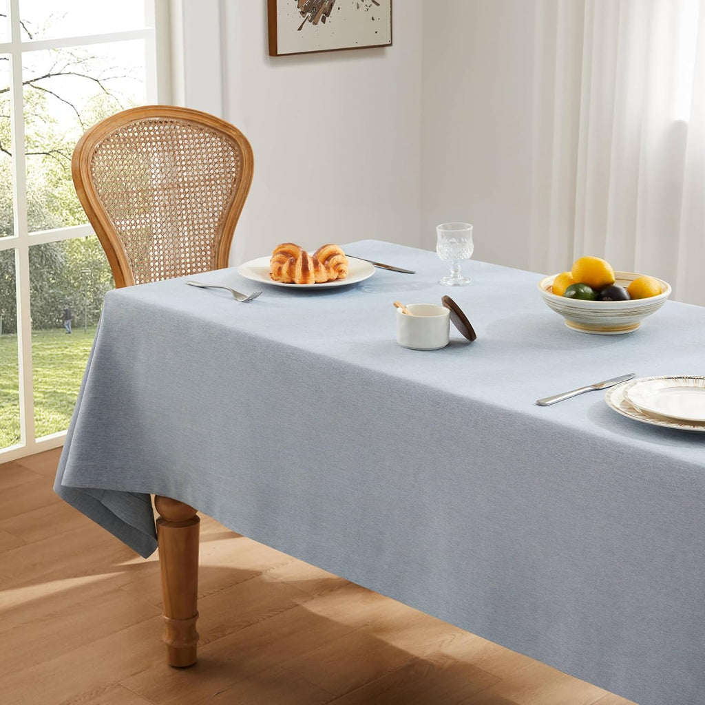 ZeeMart Linen Textured Rectangle Table Cloth, 60x104 Inch Chambray Blue