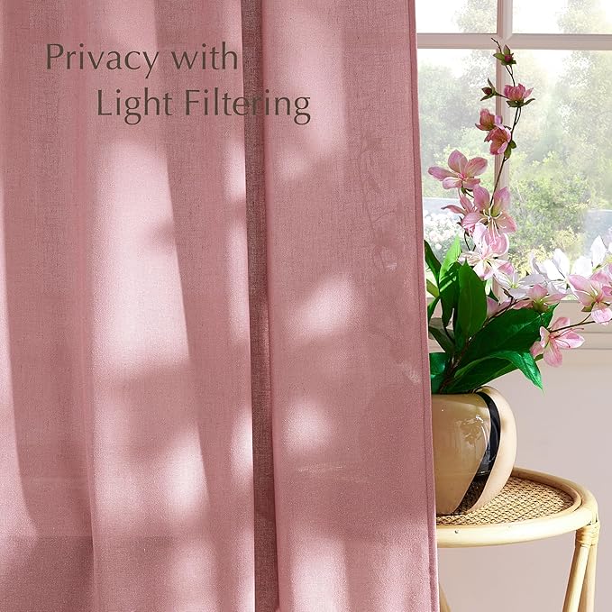 NICETOWN Thick Linen Pink Curtains - Image 3