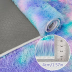 Super Soft Fluffy Living Room Area Rug 2x5 ft Purple Rainbow Tie-Dyed Shaggy - Image 5