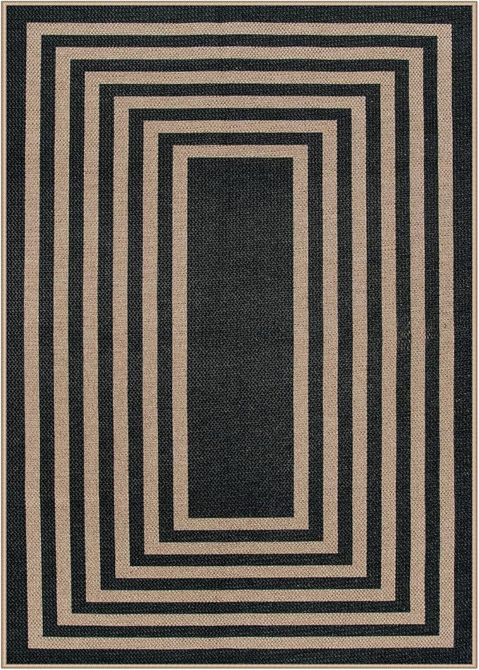 Lahome Enfys Modern Geometric Easy Jute Outdoor Rug, 5x7 Patio Living Room Rug - Image 9