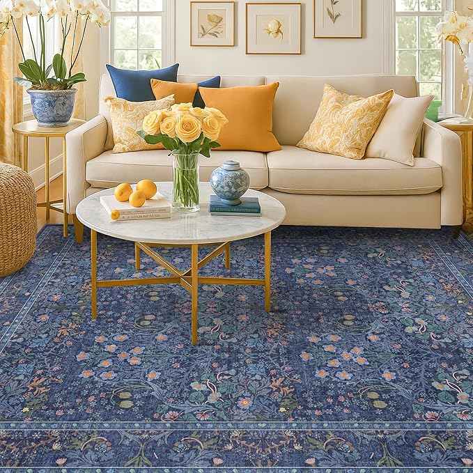 Dark Navy Blue Living Room Rug 5x7 Area Rug - Image 9