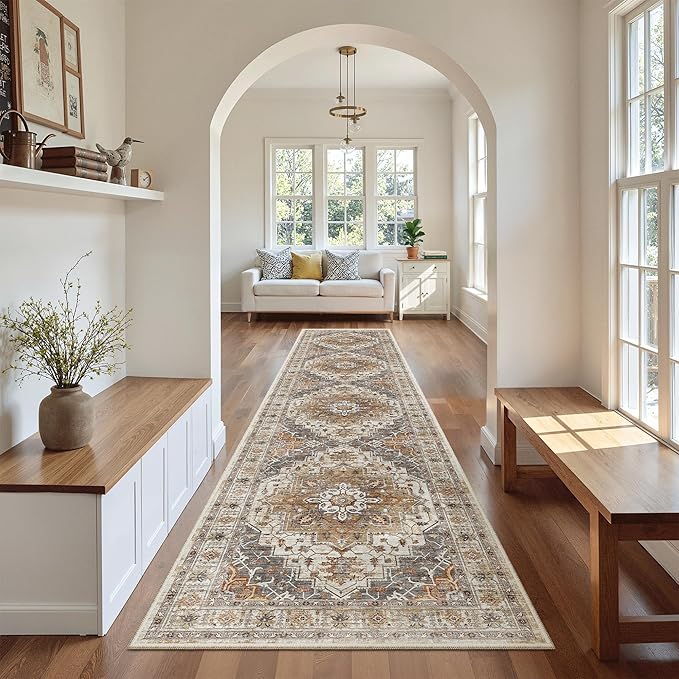 Madane Hallway Runner Rug 2'6''x12', Non Slip Vintage 12ft Runners - Image 3