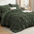 Bedsure 7-Piece Olive Green Comforter & Sheet Set, Queen Bed in a Bag