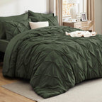 Bedsure 7-Piece Olive Green Comforter & Sheet Set, Queen Bed in a Bag