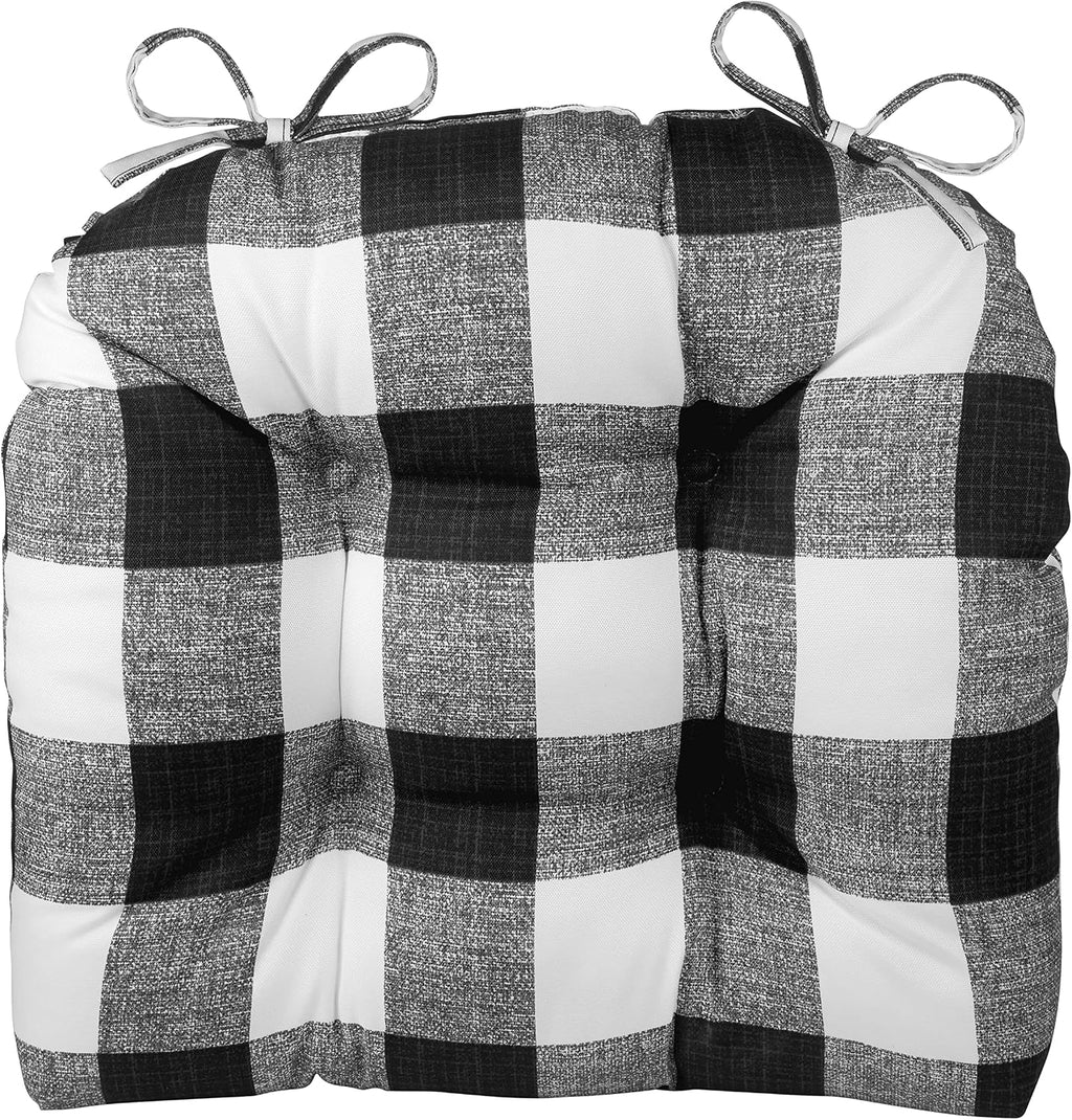 Klear Vu Wicker Solarium Indoor and Outdoor Chair Cushions for Patio Furniture, Kitchen and Dining Room, Water-Resistant Seat Pads, 19x18 Inches, 2 Pack, Black