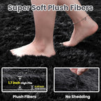 5x8 Area Rugs for Living Room: Soft Fluffy Shag Black Rugs for Bedroom - Image 6