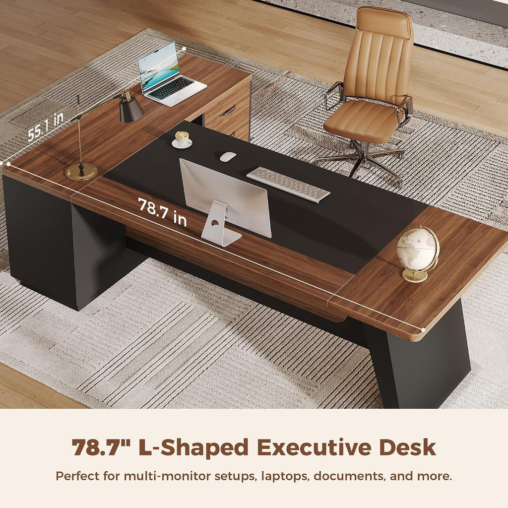 Jocoevol 78.7" L-Shaped Executive Desk, Extra Large Home Office Desk