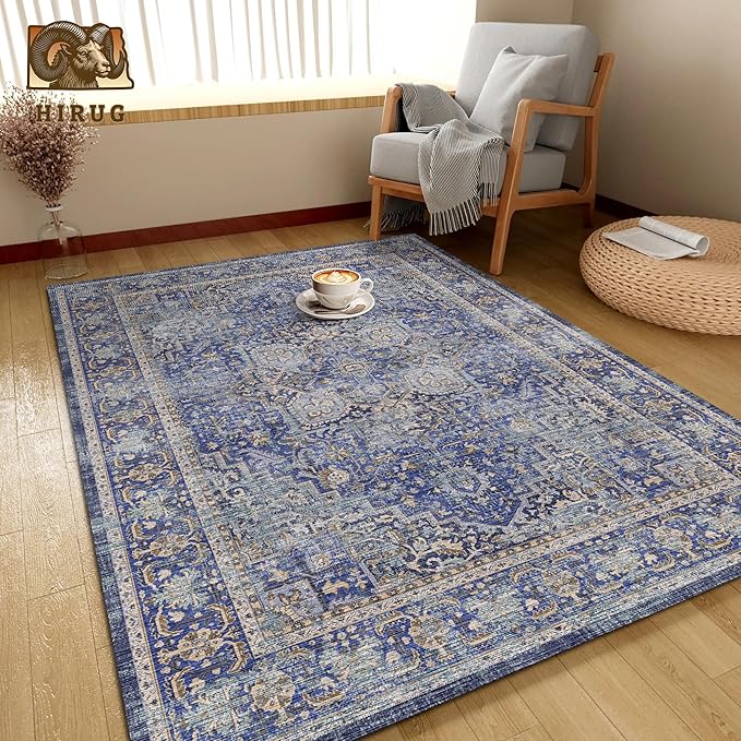 Washable Area Rug 6' x 9' Vintage Traditional Persian Mat - Image 4