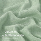 LAMIT Fresh Green Linen Boho Curtains 68 inch Length 2 Panels, Light Filtering - Image 2