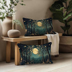 Rustic William Morris Inspired Night Moon Forest Decor Pillow Covers 18x18 Set - Image 5