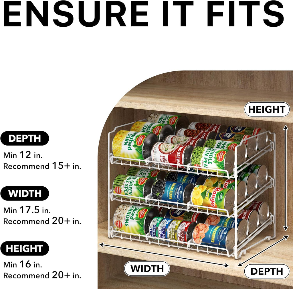 Simple Houseware 3-Tier Stackable Can Organizer Rack Hold 36 Cans, White