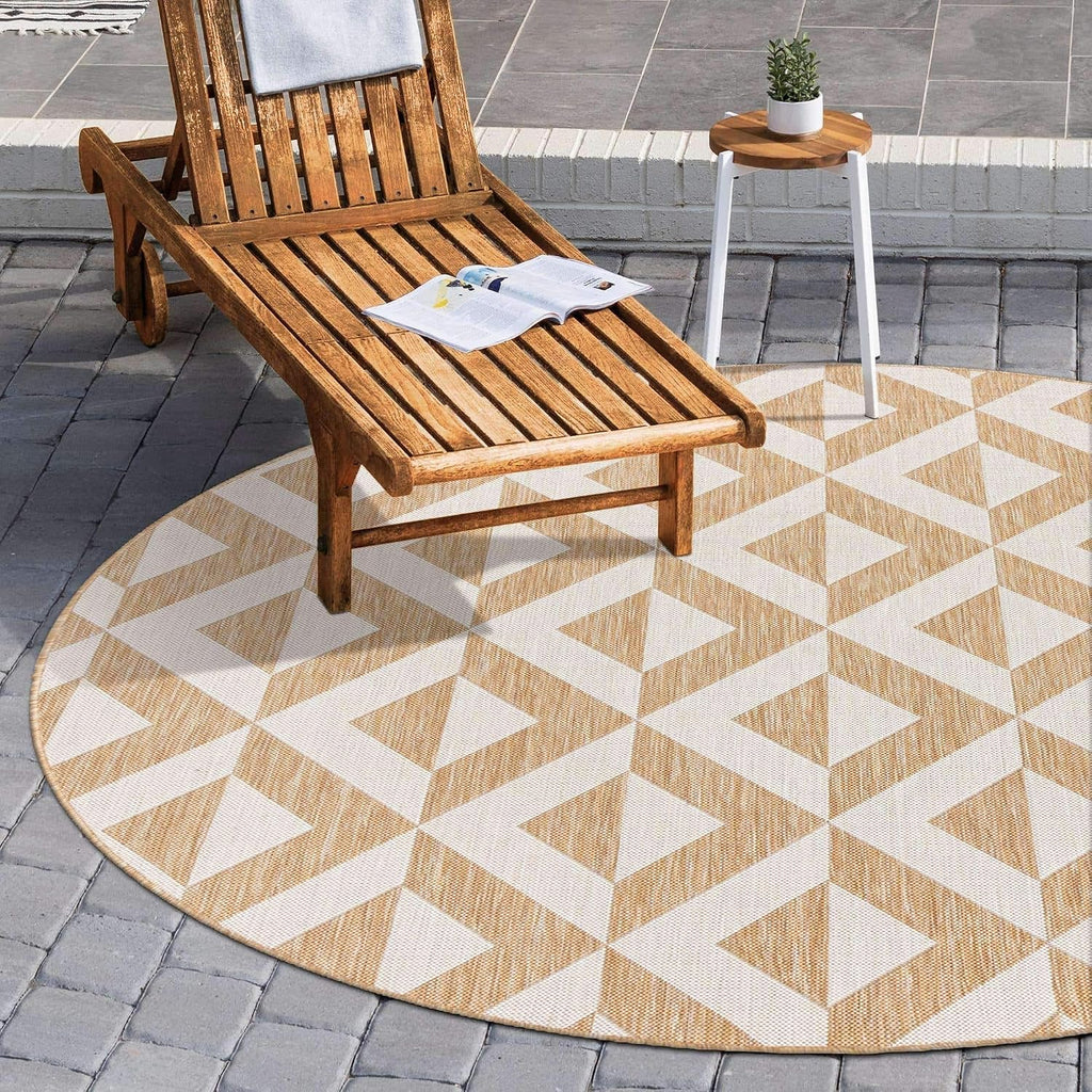 Unique Loom Jill Zarin Outdoor Collection Area Rug - Napa (4' 1" Round, Beige/ Brown)