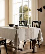 ZeeMart Contrast Linen Rectangle Table Cloth 60x120 Inch Brown