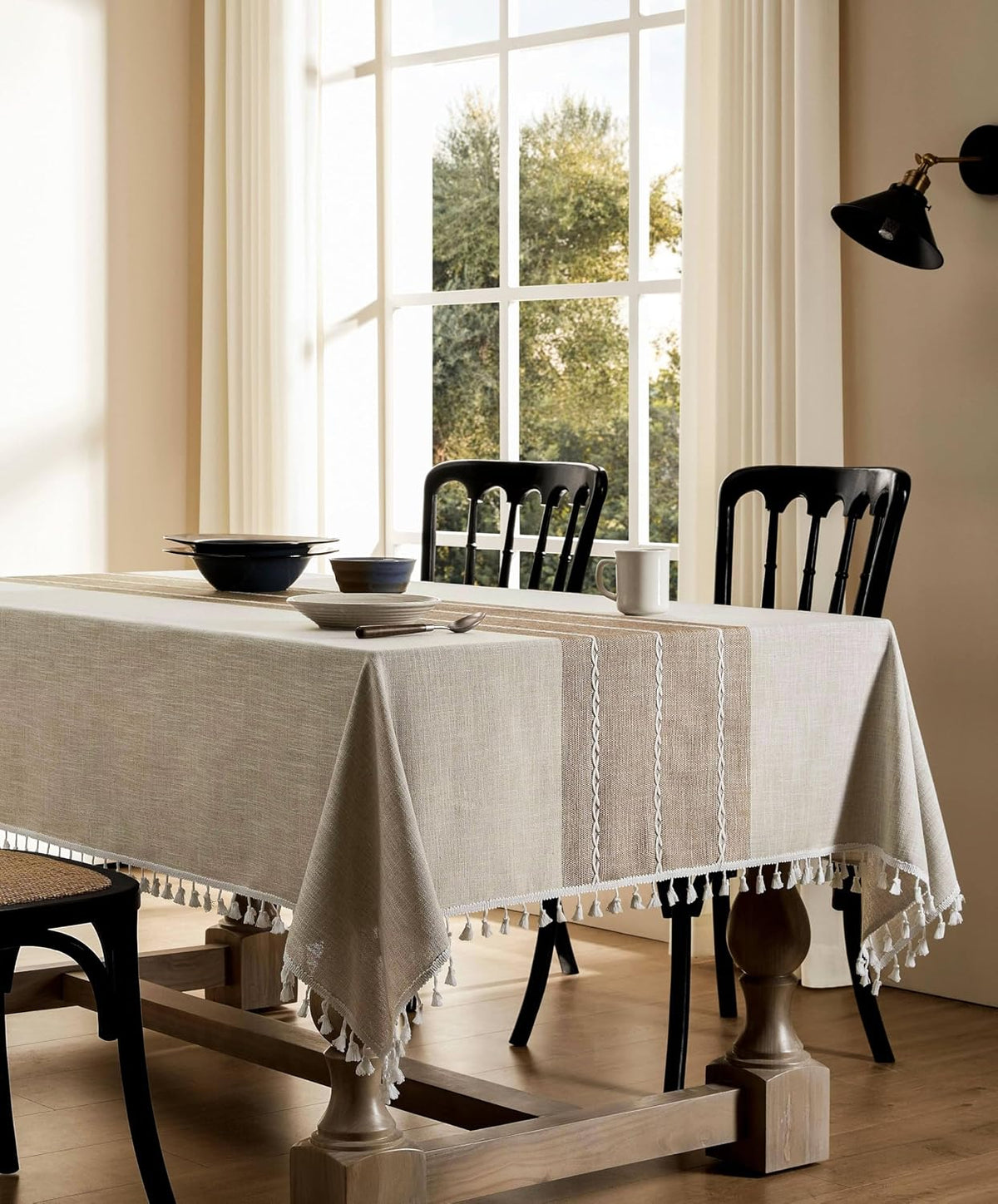 ZeeMart Contrast Linen Rectangle Table Cloth 60x120 Inch Brown