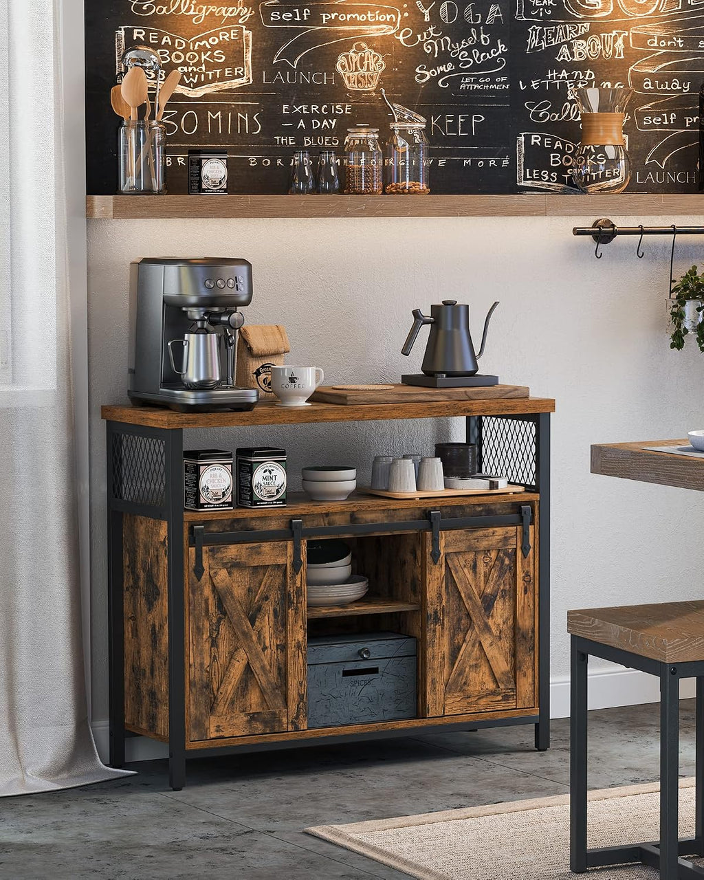 VASAGLE Buffet Cabinet, Coffee Bar with 2 Sliding Barn Doors