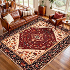 SERISSA 5x7 Boho Area Rug, Washable Non-Slip Rugs by SERISSAHomeDecorCollection
