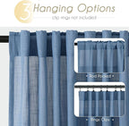 Denim Blue Curtains for Living Room Back Tab Modern Farmhouse Semi Sheer Blue - Image 2
