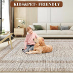 GarveeHome 8x10 Large Washable Area Rug Modern Bordered Rug Distressed - Image 5