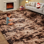 KNZE 8' x 10' Brown Modern Shag Area Rug, Luxuriously Plush, High Pile by KNZE
