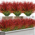 16 Pcs Artificial Plants Outdoor Fake Grass Fall Stems, Red