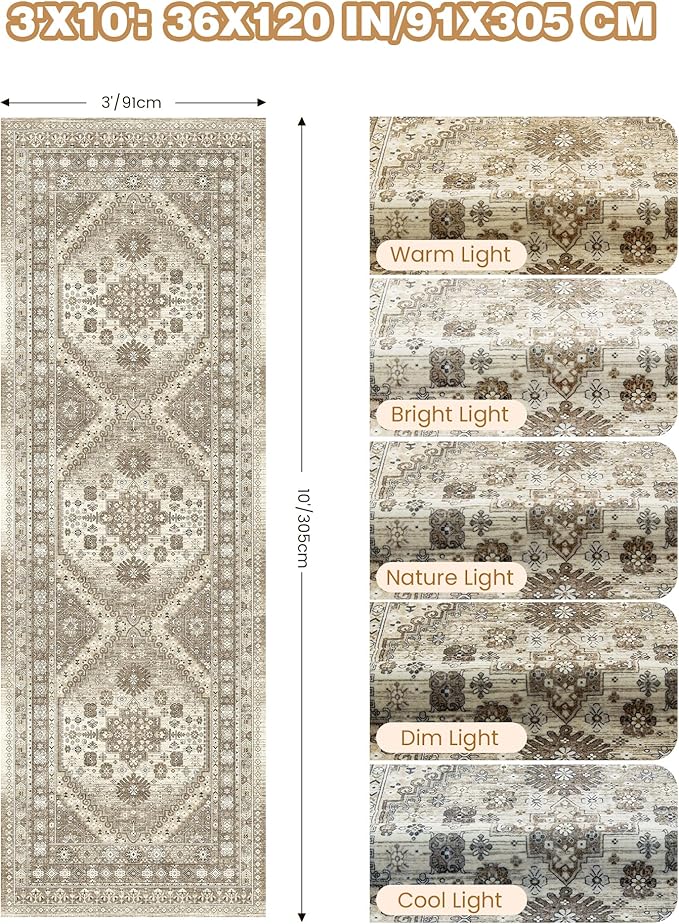 3x10 Runner Rug Non Slip Washable - Image 2