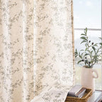 Lazzzy Linen Farmhouse Curtains Grey Floral Curtains 63 Inch Long Back Tab - Image 8