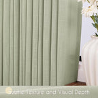 Linen Blend Sage Green Curtains 63 inch Length 2 Panels - Image 4