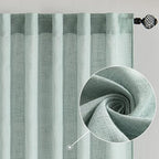 MIULEE Sea Green Linen Curtains 96 Inch Long - Image 2