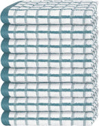 White Classic [8 Pack] Premium Dish Towels for Kitchen, with Hanging Loop - Heavy Duty Absorbent 100% Cotton 410 GSM Terry Kitchen Towels, 16x26 (Aqua)