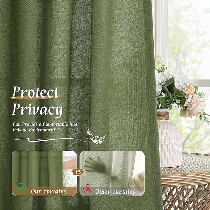 LAMIT Olive Green Linen Curtains - Image 5