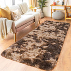 Pionblank Fluffy Runner Rugs for Bedroom 2x6, Modern Shaggy Brown Area Rug for - Image 2