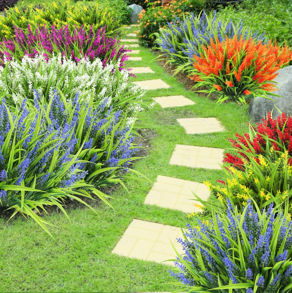 Ouddy Decor 24 Pcs Artificial Flowers for Outdoors Fake Lavender, Mixed