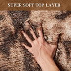 KNZE 8' x 10' Brown Modern Shag Area Rug, Luxuriously Plush, High Pile - Image 4
