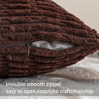 Pack of 2 Corduroy Decorative Throw Pillow Covers 12x20 InchSoft Boho Striped - Image 2
