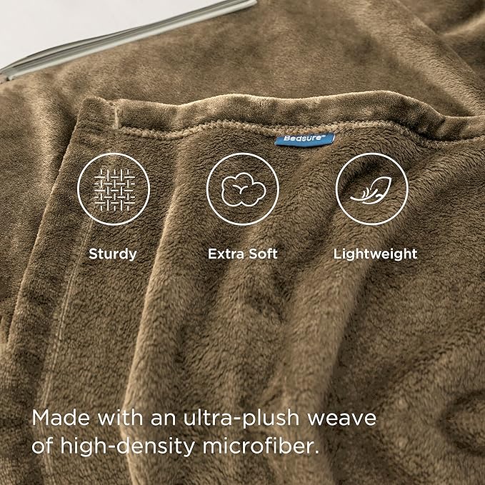 Bedsure GentleSoft Fleece Blankets Queen Size Camel - Image 4