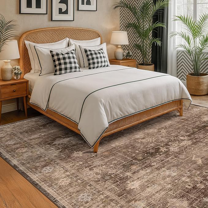 Hazo Haus Boho Taupe Living Room Rug 7x10 -Vintage Traditional Oriental Neutral - Image 2