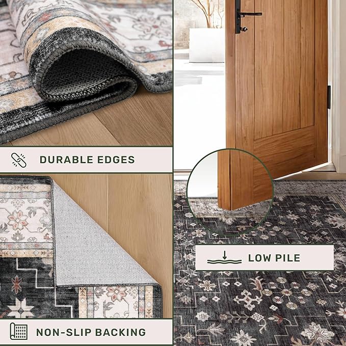 Hazo Haus Black Boho Washable 3x12 Extra Long Runner Rug - Image 5