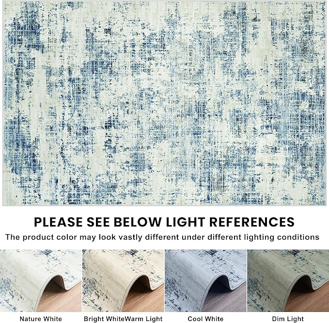 6x9 Area Rugs for Living Room Washable Rug: Anti-Skid Abstract Modern Living - Image 8