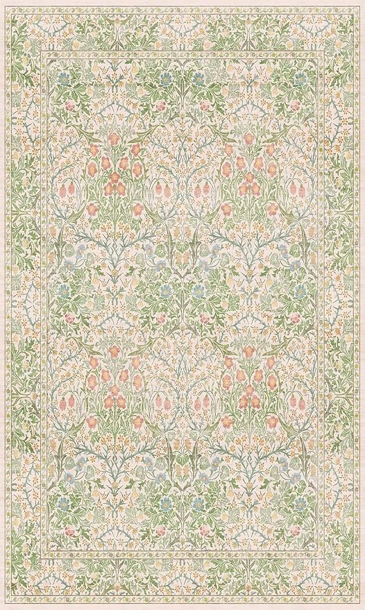 Washable Neutral Floral Living Room Rug, 3x5 Area Rugs - Image 9
