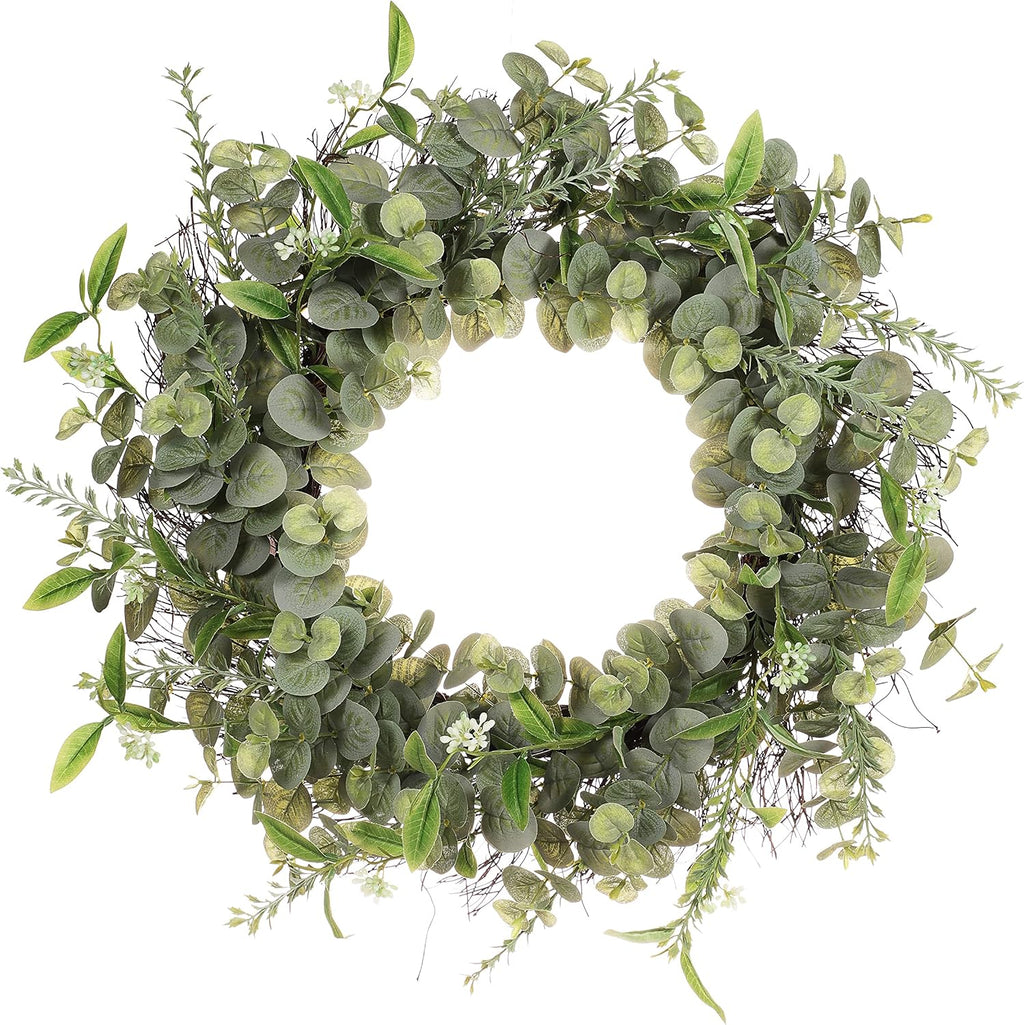 24" Artificial Lavender Floral Spring Wreath with Green Leaves